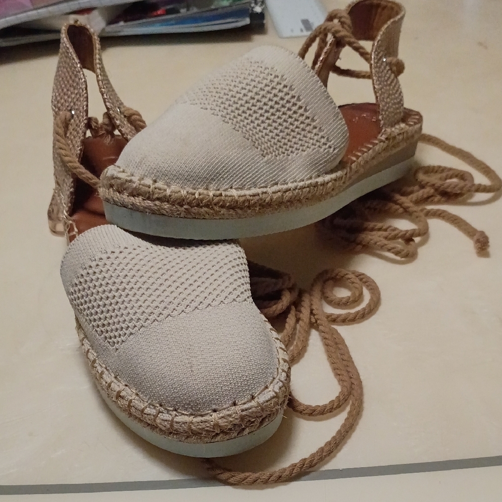 Crown Vintage Beige Espadrille Lace-Up Sandals Womans Size 8M - Picture 8 of 9